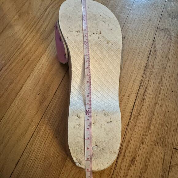 Dr. Scholls Original 10? Exercise Sandals Clogs Vintage Pink Leather Wooden Sole - Picture 8 of 15